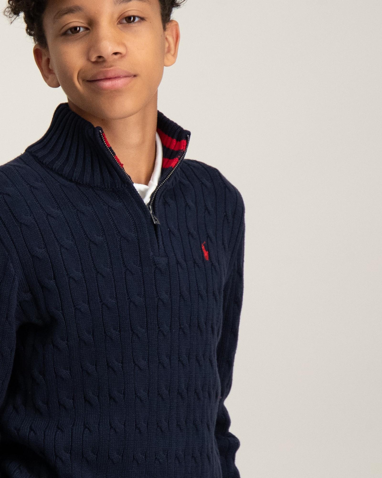 Cable-Knit Cotton Quarter-Zip Sweater