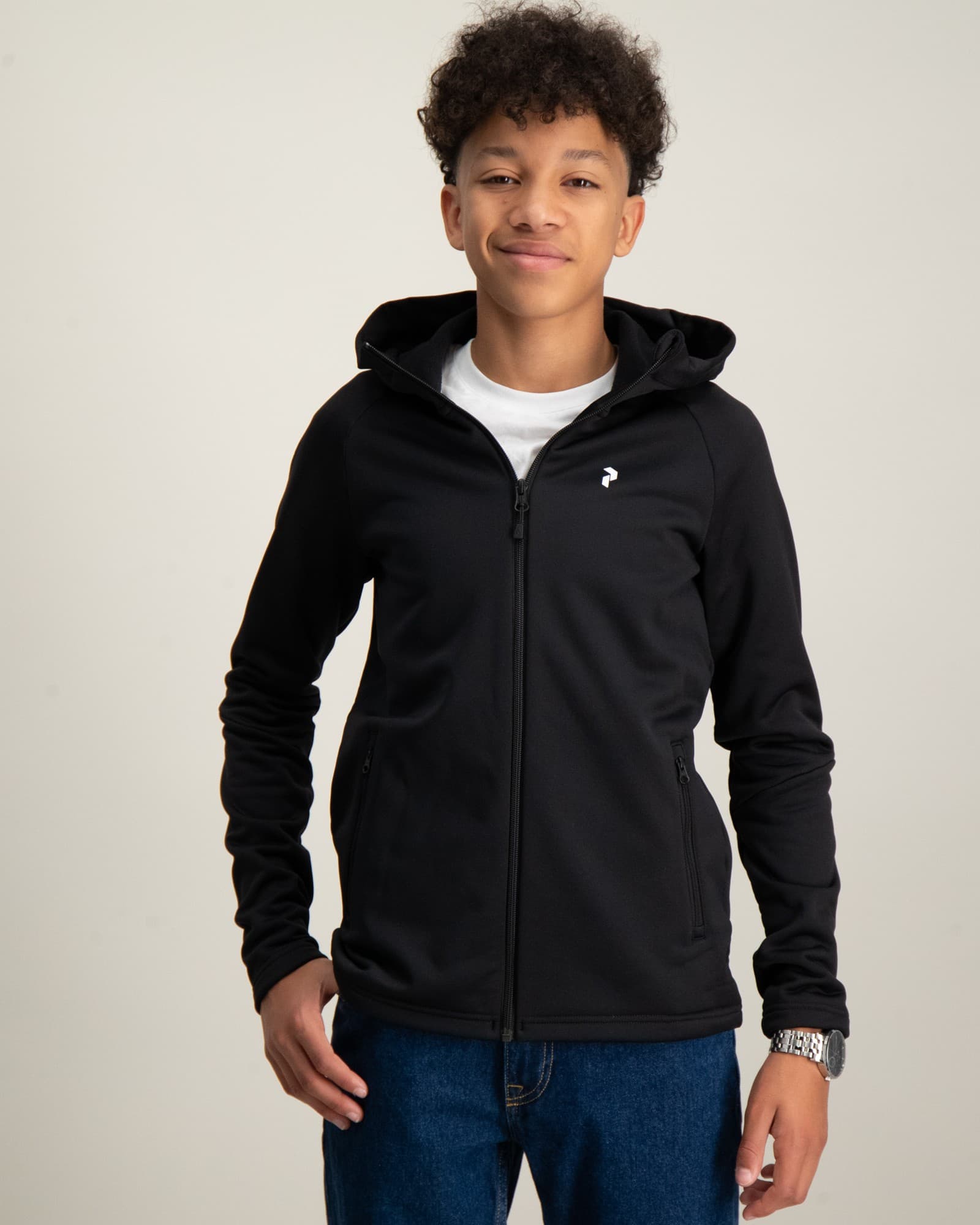 Jr Rider Zip Hood-BLUE SHADOW-BLACK