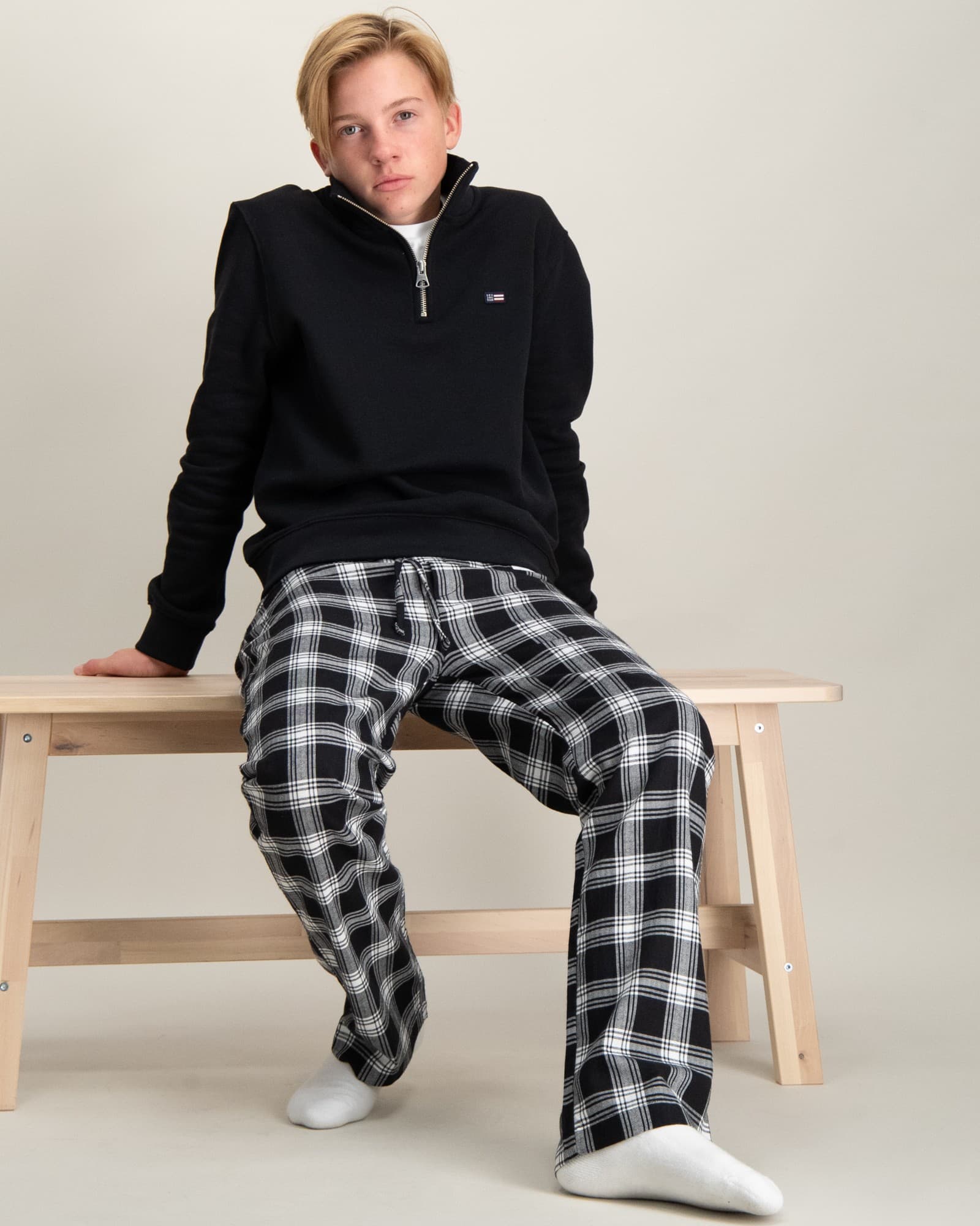 Riley Organic Cotton Checked Flannel Pajama Pants