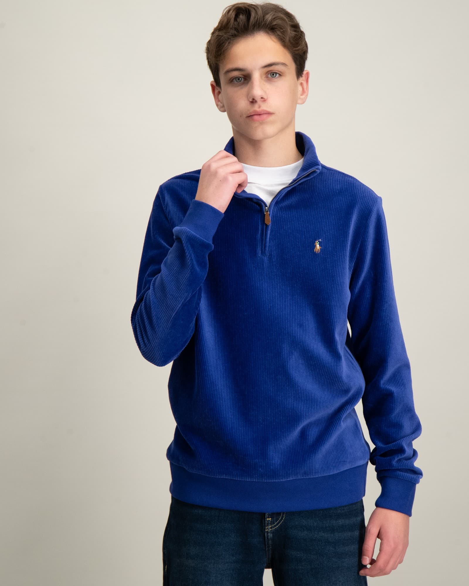 Knit Corduroy Quarter-Zip Pullover